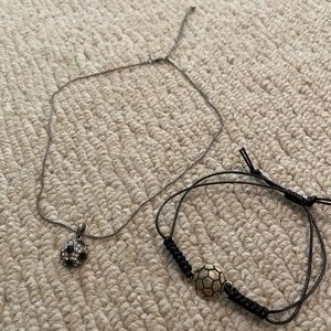 Soccer ball bracelet and necklace